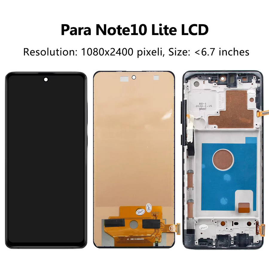 Samsung Note 10 Lite N770 Display Ersatzbaugruppe mit Touchscreen und Rahmen in Schwarz - Bild 3