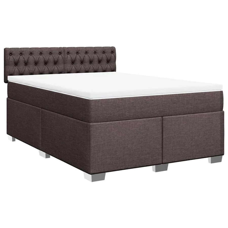 vidaXL Boxspringbett mit Matratze Hybrid-Design in Dunkelbraun und Weiß, B/T/H: 140 x 190 cm - Bild 2