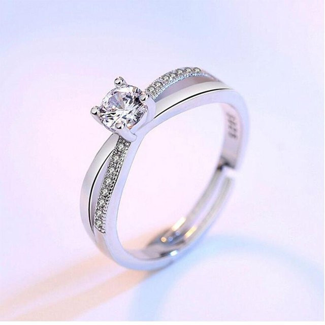 Verlobungsring 925 Silber, Zirkonia, Weiß, Damen - Bild 1