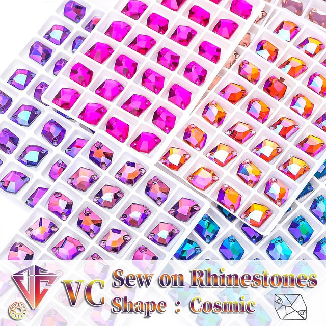VC Cosmic Flatback Glas Kristalle zum Nähen in Multicolour für Kleidung, Brautkleider und DIY-Dekorationen - Bild 1