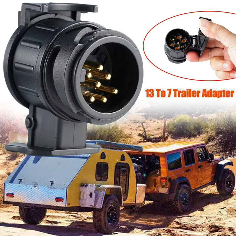 Europäischer Anhänger Adapter von 13 auf 7 Pin Stecker für Lkw und Wohnmobile in Schwarz - Bild 4