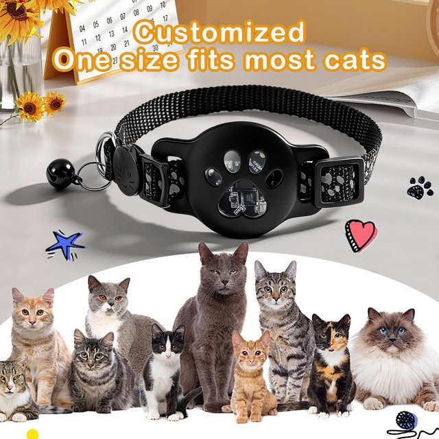MOSON Multifunktionaler Intelligenter GPS-Tracker für Haustiere und Katzen in Schwarz, iOS-kompatibel - Bild 1