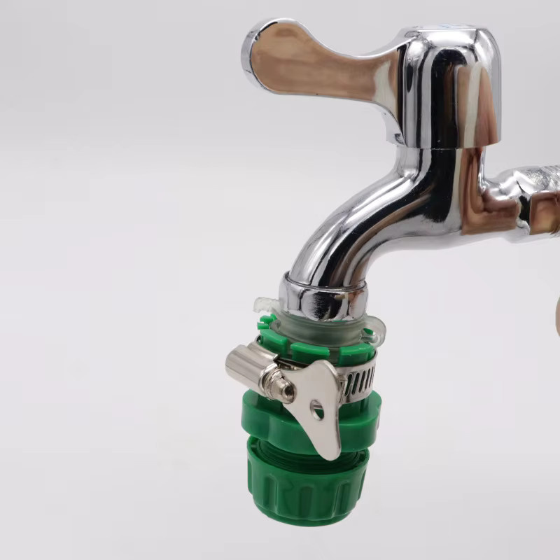 2 Stück Universal-Hahnadapter mit Schnellanschluss für 15-21mm Wasserhähne in Grün für Gartenbewässerung und Autowaschanlage - Bild 2