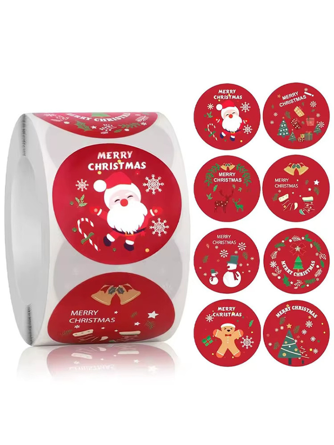 Frohe Weihnachten Aufkleber in Rot aus Papier für deine Verpackungsetiketten - Bild 6