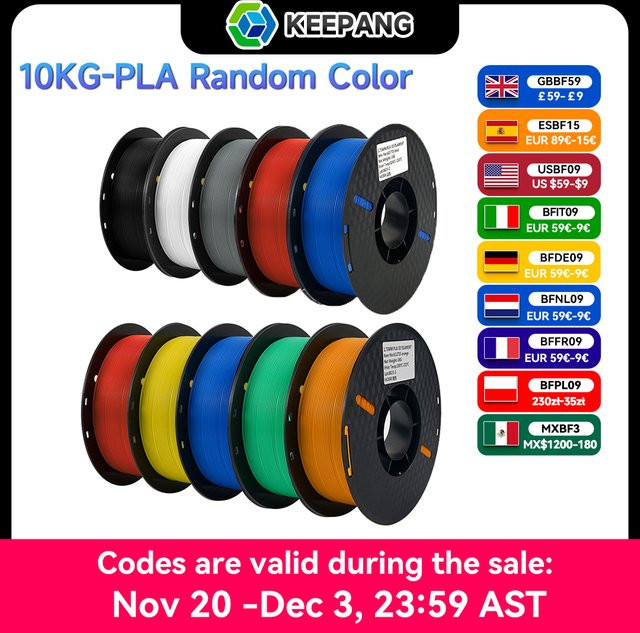 Kee Pang PLA-PETG-Filament für 3D-Drucker, 10 kg (10 x 1 kg), Weiß, 1,75 mm - Bild 1