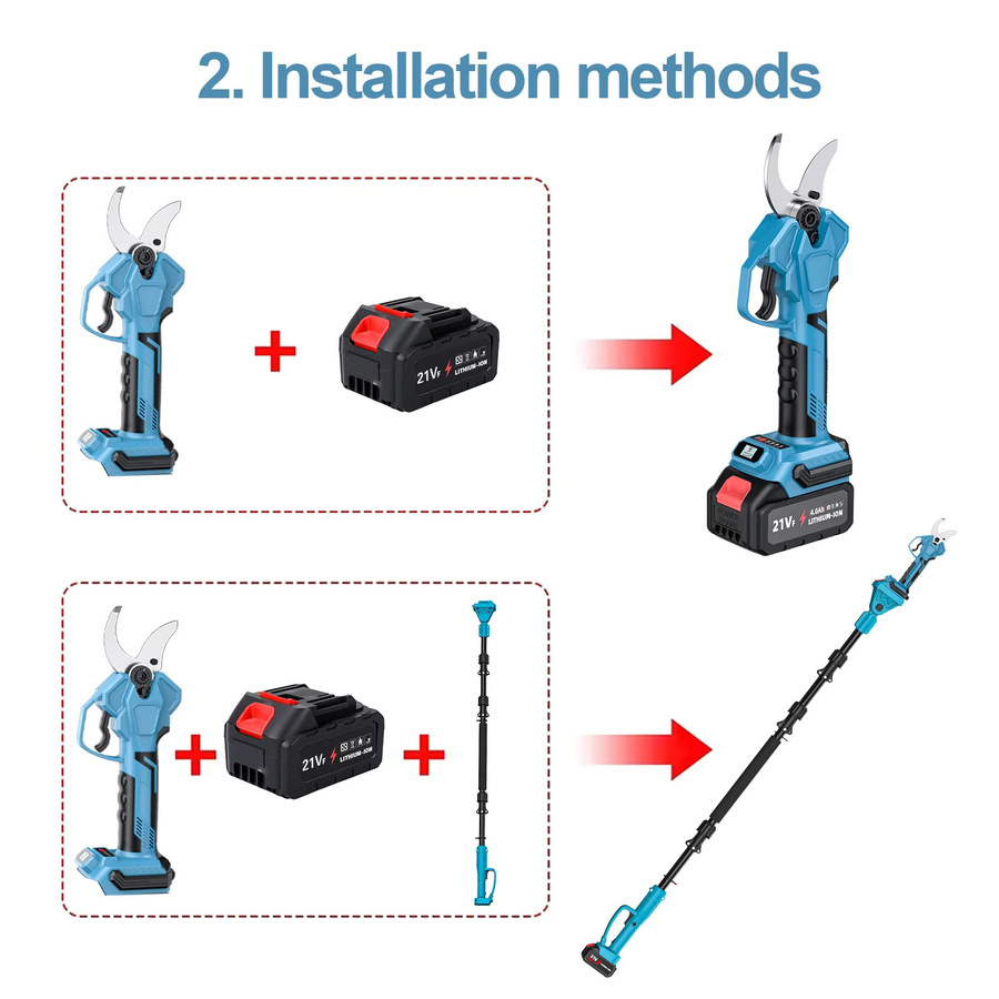Kabelloser elektrischer Astschneider mit Teleskopstange für Makita 18V LXT Akku, 50 mm bürstenloser Hochastschneider in Blau - Bild 6