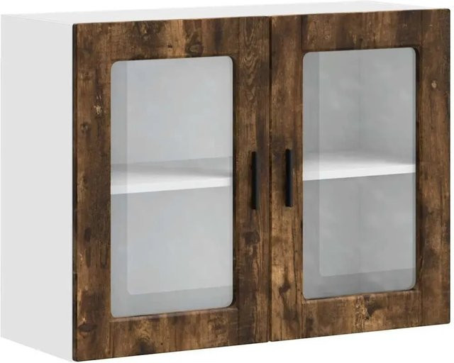 vidaXL Küchen-Hängeschrank Porto mit Glastür in Räuchereiche, Wandmontage, B/H/T: 60 x 80 x 31 cm - Bild 1