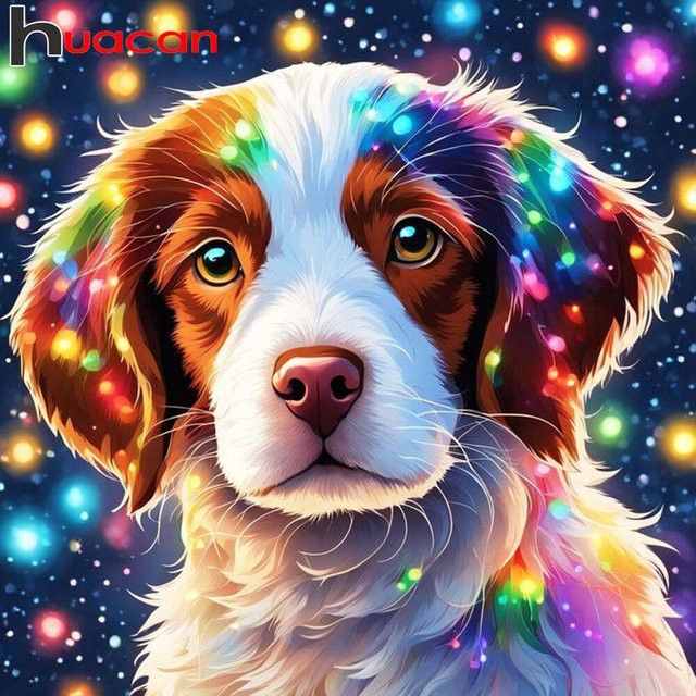 Huacan 5D-Diamantgemälde Hund als Diamant-Stickerei Set in Multicolor auf Leinwand - Bild 1