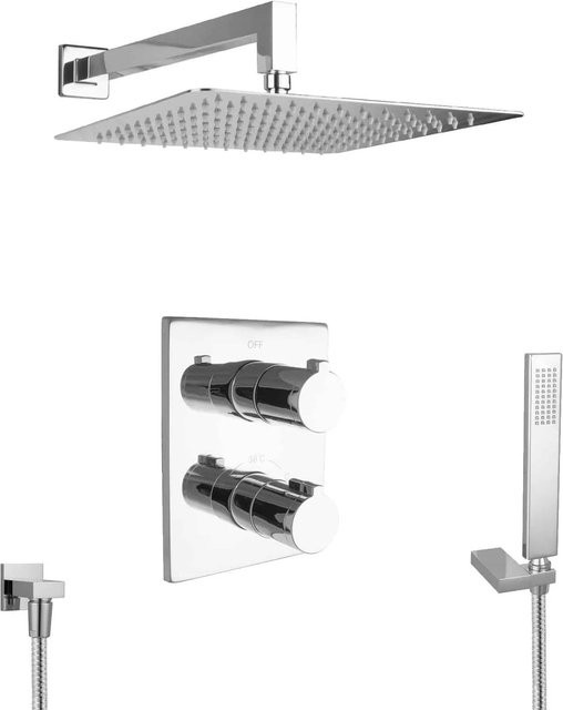 PaulGurkes Unterputz Regendusche mit Thermostat und 30 cm Duschkopf in Chrom - Bild 1
