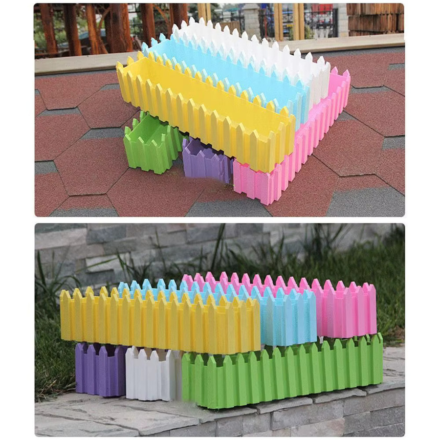 Rechteckige Zaun-Blumentöpfe für den Gemüsegarten in Pink und Multicolour, B/T/H: 29,5 x 9,0 x 8,5 cm - Bild 4