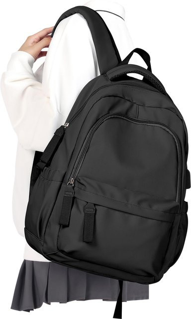 Weft Unisex Wasserdichter Laptop-Rucksack für 14 Zoll, Reisetasche und Tagesrucksack, Schwarz - Bild 1