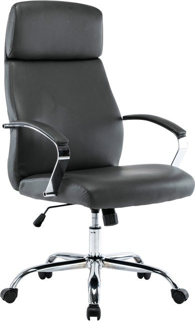 TPFLiving Bürostuhl Fargo XL in Grau aus Kunstleder mit Kopfstütze und Armlehnen - Bild 1