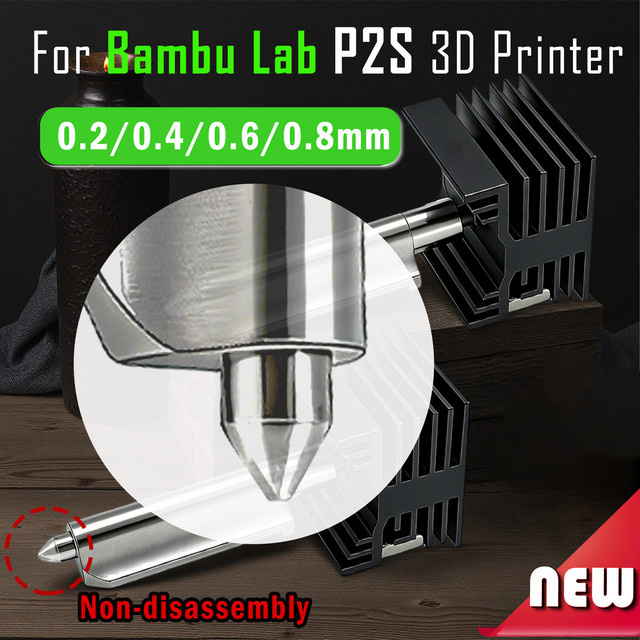 Bambu Lab P2S Standard Flow Hotend mit nicht abnehmbarer Düse in Silber für FDM 3D Drucker - Bild 1
