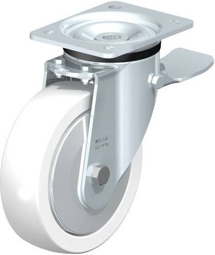 Blickle Lenkrolle LK-SPO 175K-ST-FA mit Feststeller in Weiß, Rad-Durchmesser: 175 mm, Tragfähigkeit: 600 kg - Bild 1