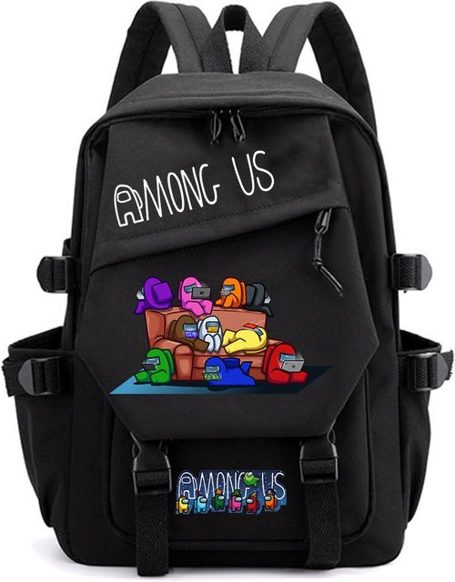 3-teiliges Schulrucksack-Set in Schwarz aus Oxford-Stoff mit großem Fassungsvermögen inklusive Federmäppchen und Schultergurt - Bild 1
