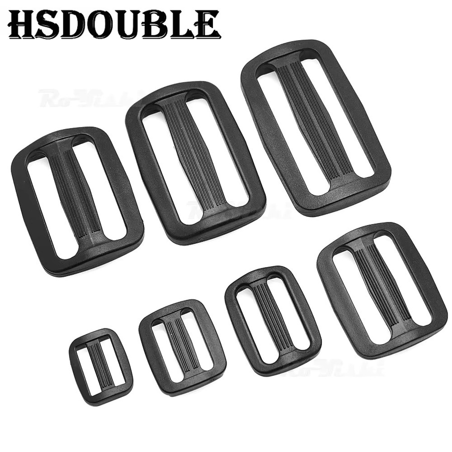 10er Packung HSDOUBLE Kunststoff Gurtband Schnallen Set mit Curve Slider Tri-Glide und Tri-Ring in Schwarz, Größen 15 bis 50 mm - Bild 4