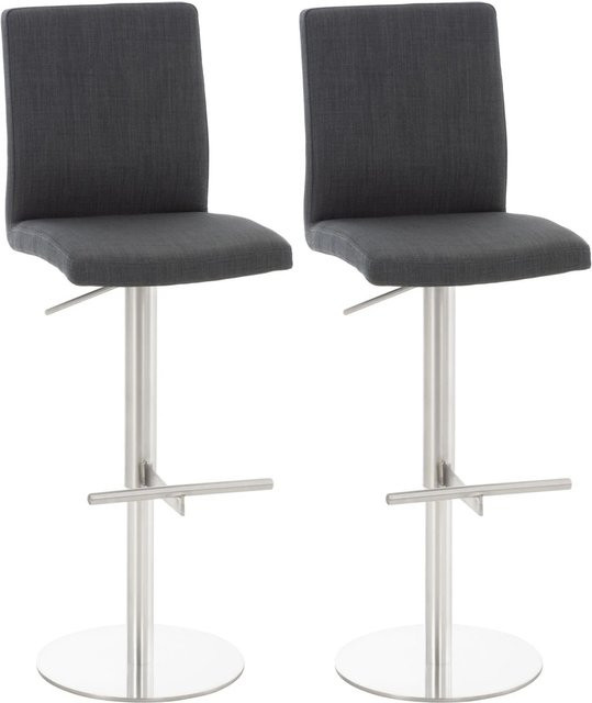 DELUKE 2er Set Barhocker DIVER in Dunkelgrau mit Silbernen Gestell, höhenverstellbare Barstühle mit Lehne und 360 Grad Drehbarkeit, B/T/H: 40 x 49 x 93 cm - Bild 1
