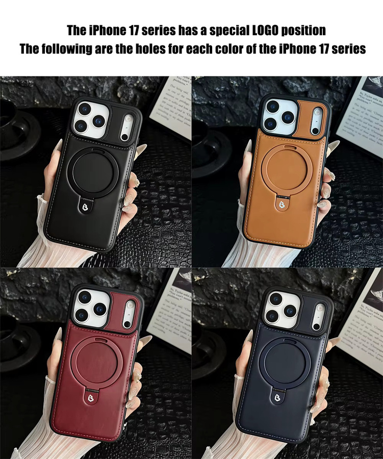 YX Magnetische PU-Leder Handyhülle mit Standring für iPhone kompatibel mit MagSafe, Farbe: Rot - Bild 5