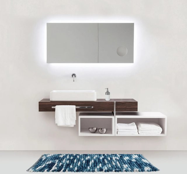 Wenko Badteppich Urdu Blau aus Polyester, B/T: 60 x 90 cm - Bild 1