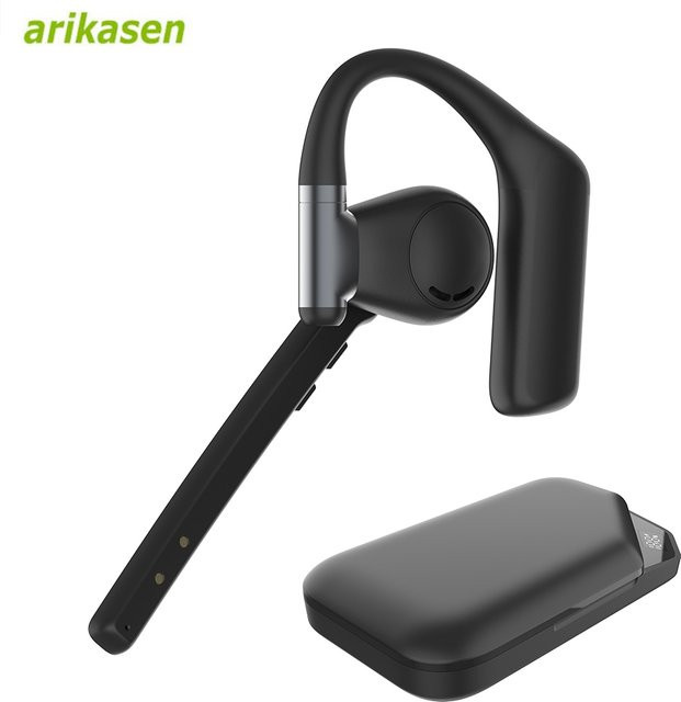 arikasen Bluetooth-Headset V6.0 mit Geräuschunterdrückung und zwei Mikrofonen in Schwarz inklusive Ladeetui - Bild 1
