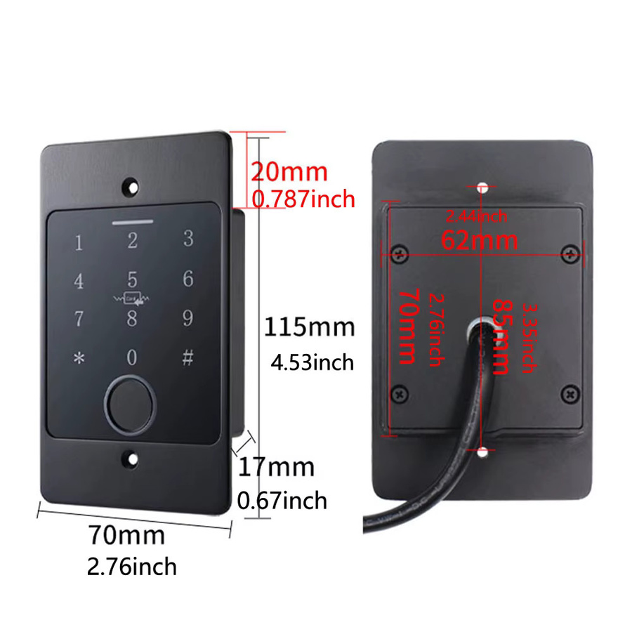 Asia-Teco WLAN Fingerabdruck-Türschloss mit Tuya-App-Unterstützung, wasserdichte Tastatur mit Hintergrundbeleuchtung, Farbe: Schwarz, B/T/H: 11,5 x 7,0 cm - Bild 6