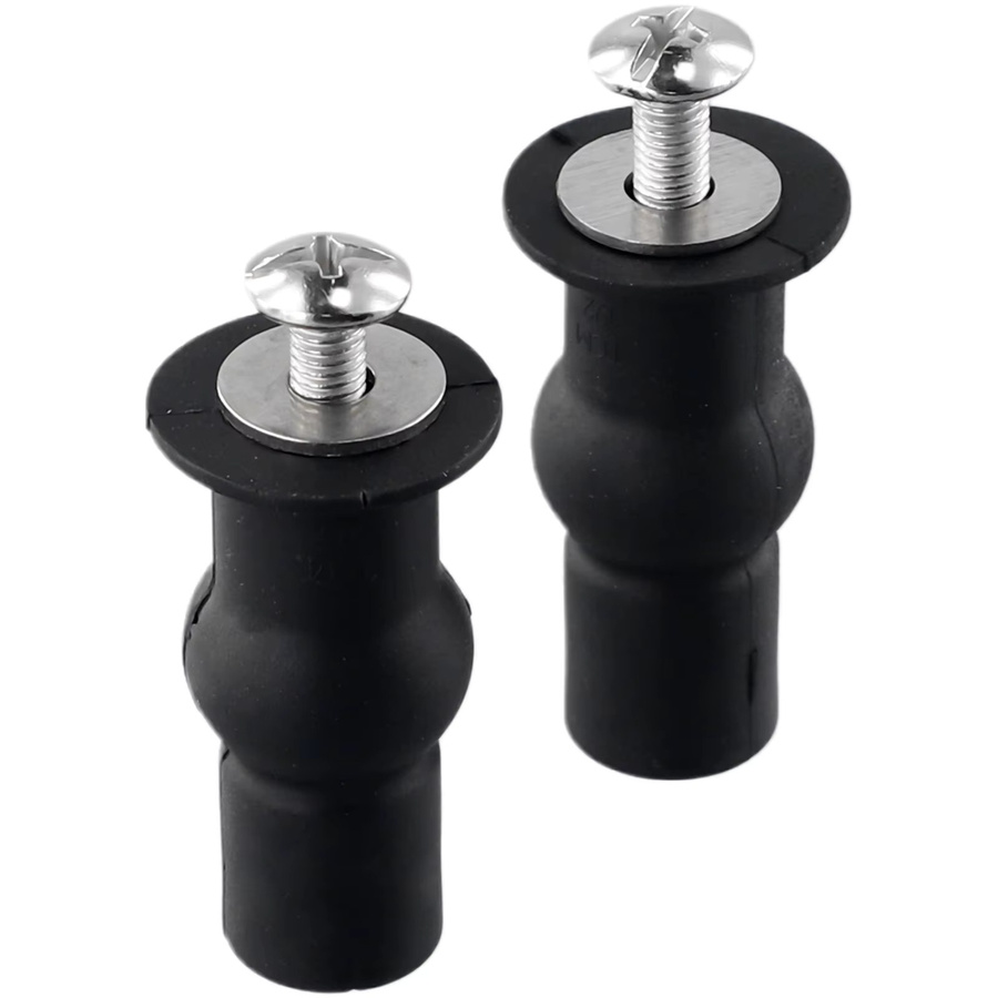 VIBRATITE 2er-Pack Toilettensitz-Montageset in Schwarz aus Kunststoff mit Expander und Gummioberseite zur Befestigung von WC-Sitzen - Bild 2