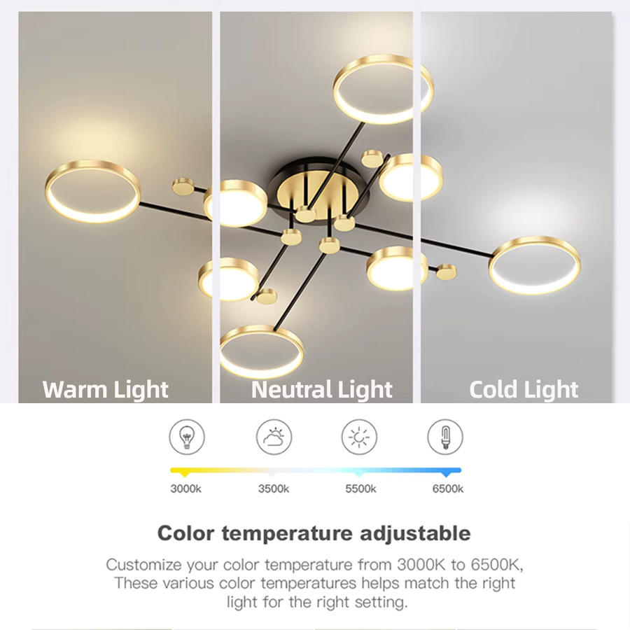IRALAN Nordic LED Pendelleuchte in Gold und Schwarz mit Fernbedienung und Dimmfunktion für Wohnzimmer und Schlafzimmer - Bild 3