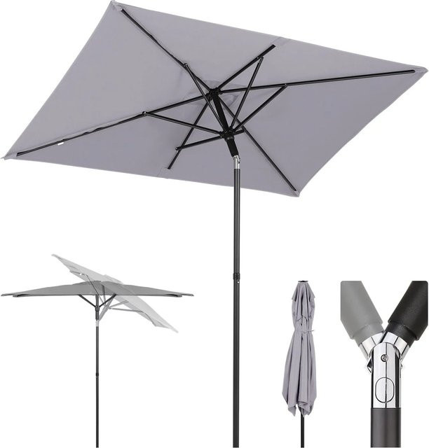 Sekey Balkonschirm Hellgrau, rechteckiger Sonnenschirm mit UV-Schutz UPF 50+, B/T: 200 x 125 cm - Bild 1