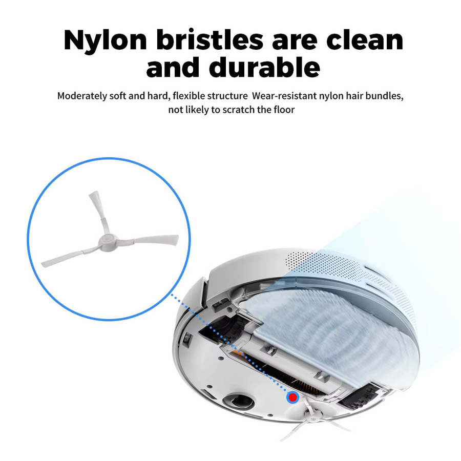 WINDNINJA Zubehör-Set für Xiaomi Roboterstaubsauger S10, S12, T12, B106GL, 3C und Mop 2S mit Hauptbürste, Seitenbürste, Wischtuch und Filter - Bild 2