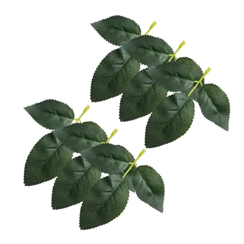 XIAOYINMO Künstliche Seidenrosen und Pflanzenblätter in Grün für deine DIY-Dekoration und Hochzeitsgestaltung - Bild 3