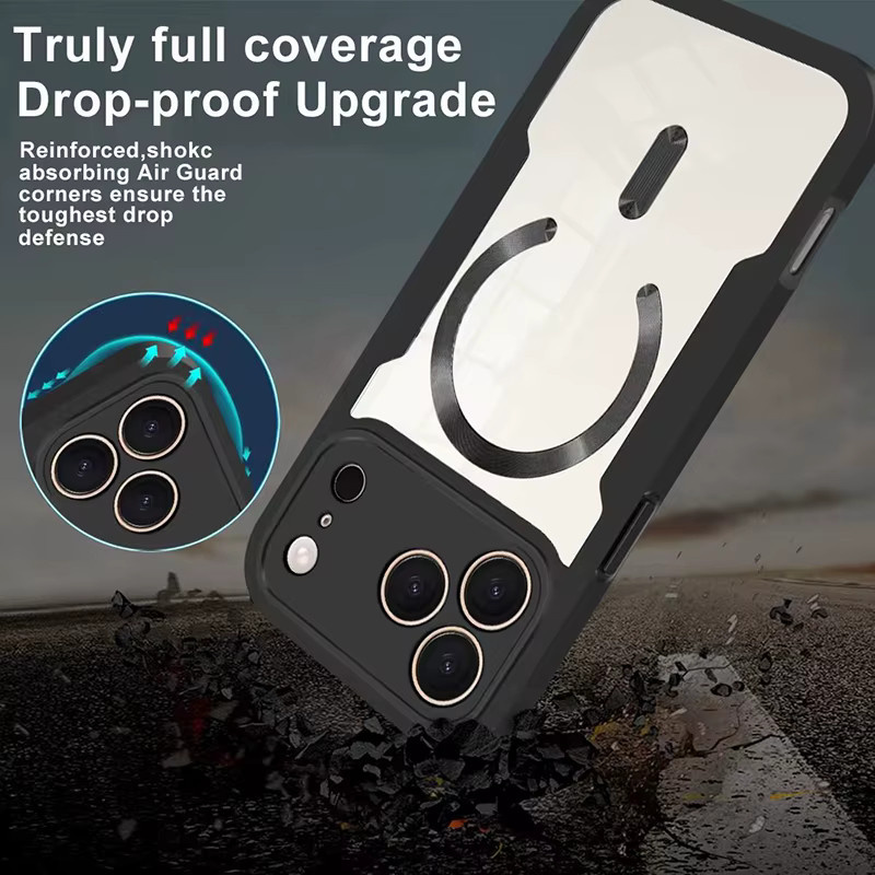 Magnetische kabellose Ladehülle für Apple iPhone 17 Pro Max, 16, 15, 14, 13 mit 360 Grad Rundumschutz und Objektiv-Rückabdeckung in Schwarz oder Rot - Bild 2
