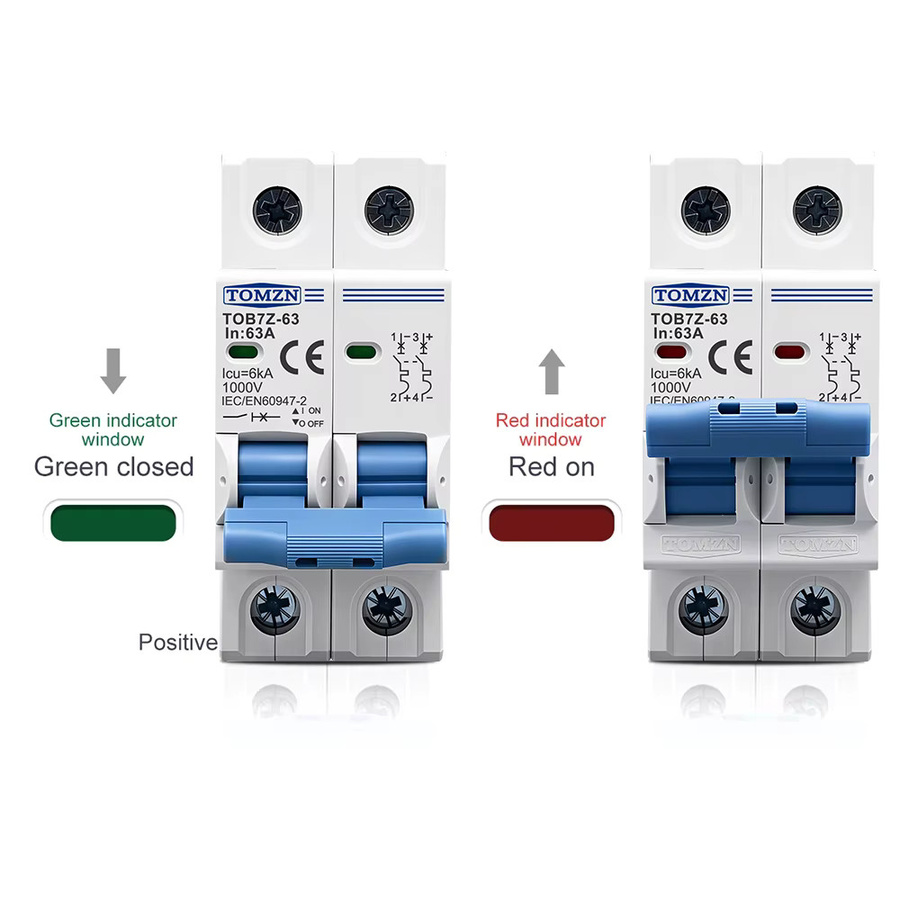 TOMZN TOB7Z DC Solar Mini Leistungsschalter für PV-Systeme, 1000V, Farbe: Weiß - Bild 2