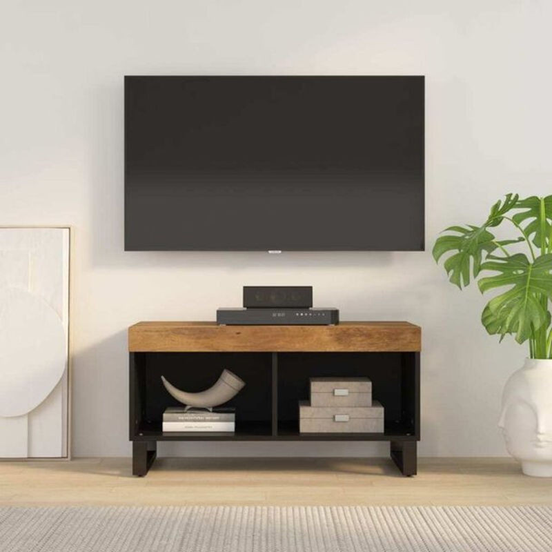 Vidaxl TV-Schrank aus Massivholz Mango und Metall im Industrial Design, Braun, B/T/H: 85 x 33 x 43,5 cm - Bild 1