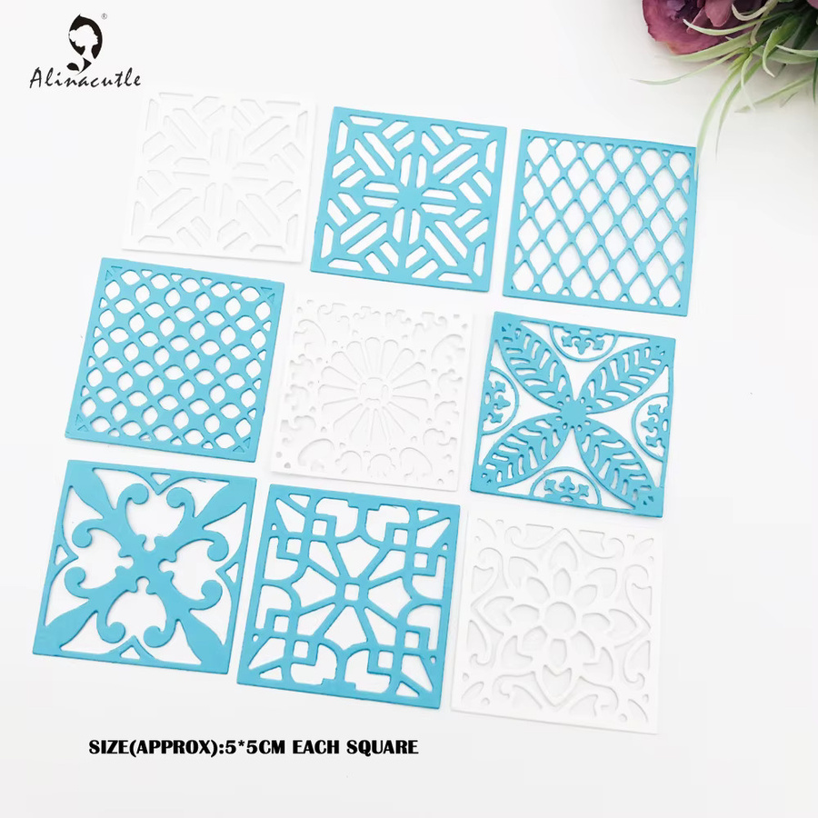 Alinacutle Metall-Stanzformen Set für Keramikfliesen, 8-teilig, quadratisch für Scrapbooking und Papierhandwerk - Bild 2