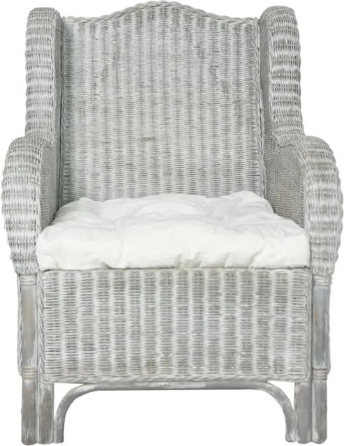 vidaXL Sessel aus Polyrattan mit Kissen in Grau und Weiß - Bild 1