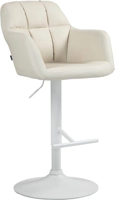DELUKE Barhocker TUBEL höhenverstellbarer Barstuhl aus Kunstleder in Creme Weiß mit Lehne und 360 Grad Drehbarkeit B/T/H: 57 x 59 x 97 cm - Bild 1