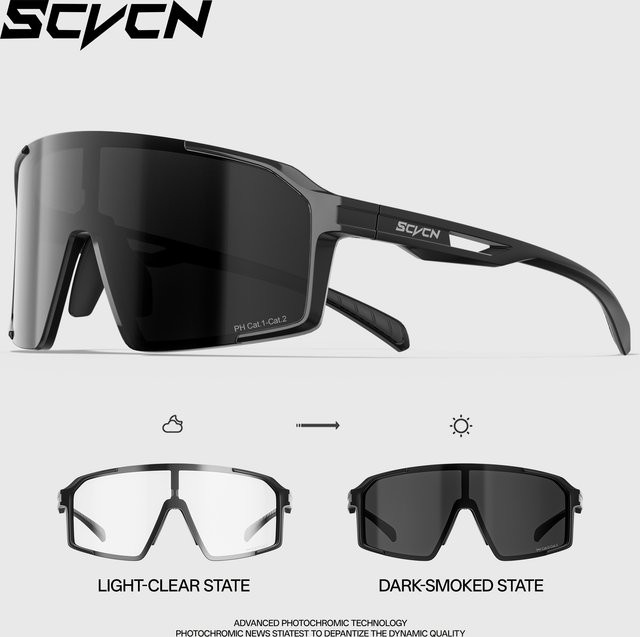 SCVCN Sonnenbrille, Unisex, Vollrand, Black, Kunststoff, selbsttönend - Bild 1