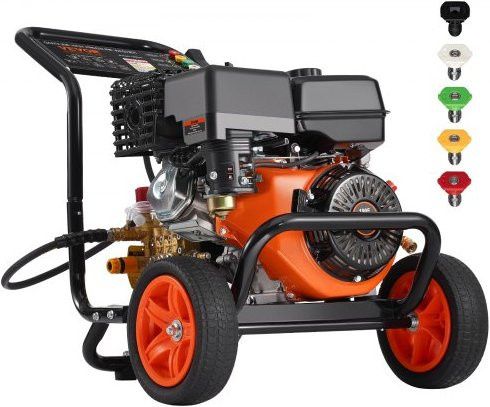 VEVOR Benzin-Hochdruckreiniger mit 4400 PSI und 15 L/min, inklusive Kupferpumpe, Hochdruckpistole, Verlängerungsstab und 5-Düsen-Set für Autos, Zäune, Häuser und Terrassen - Bild 1