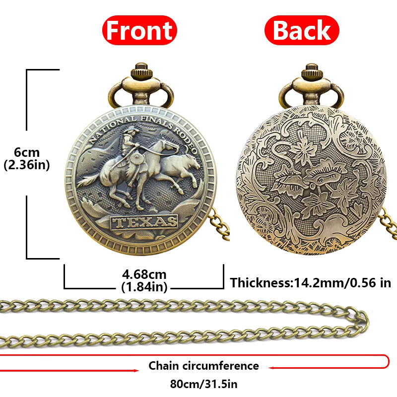 Wecin Halskettenanhänger Taschenuhr, Quarz, Messing, Unisex - Bild 4