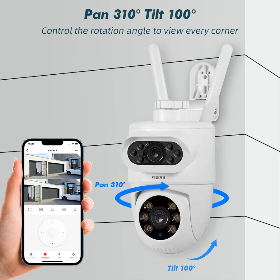 FUERS 5K 10MP Dual Objektiv IP Kamera Tuya Smart Home Sicherheit, Drahtlose WIFI CCTV Überwachungskamera für Außen mit Auto Tracking, Weiß - Bild 4