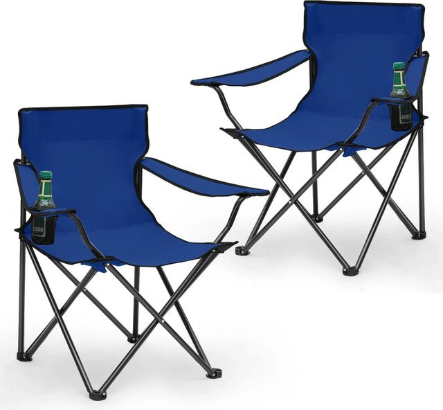 Sunula 2er Set Campingstühle Faltstühle in Rot mit Getränkehalter und Tasche aus Oxford-Gewebe und Stahlrohr - Bild 1