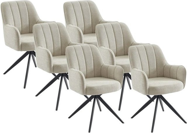 Vente-unique Stuhl Lejina Modern mit Armlehnen, drehbar, Stoff und Metall, Creme/Schwarz/Beige, Breite: 58,5 cm, Tiefe: 64,5 cm, Höhe: 86 cm - Bild 1