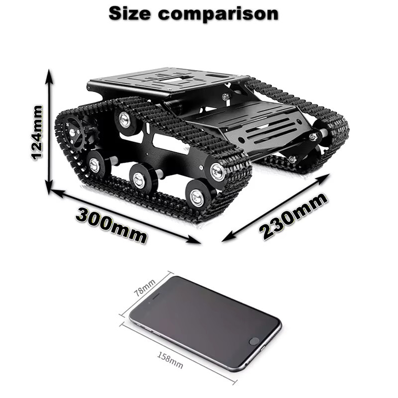 GoLingLing Roboter-Auto-Panzer-Chassis, ferngesteuert, Metall, Schwarz - Bild 2