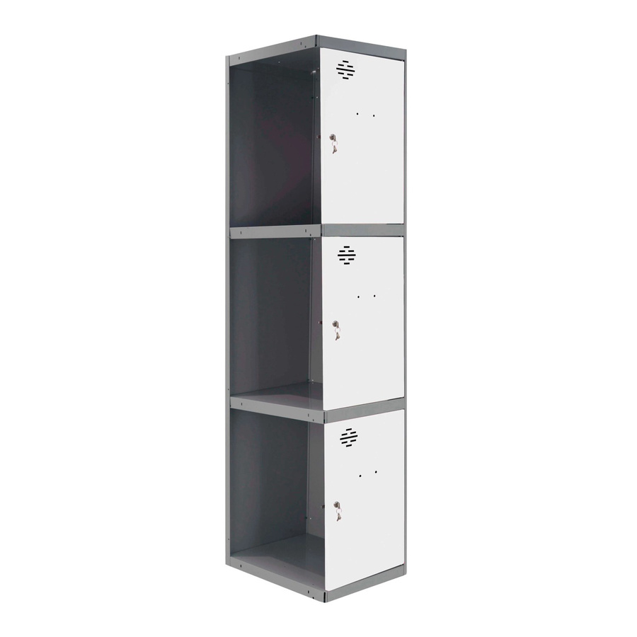 PROREGAL Spind AMEGO Anbaumodul mit 3 Abteilen, Schließfach Garderobe aus Metall, Anthrazit-Weiß, H x B x T: 180 x 40 x 50 cm - Bild 2