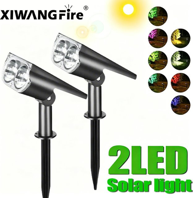 XIWANGFIRE LED Solar-Spotleuchte für Außenbereich, Wasserdichte Gartenbeleuchtung in Schwarz zur Landschafts- und Wegbeleuchtung - Bild 1