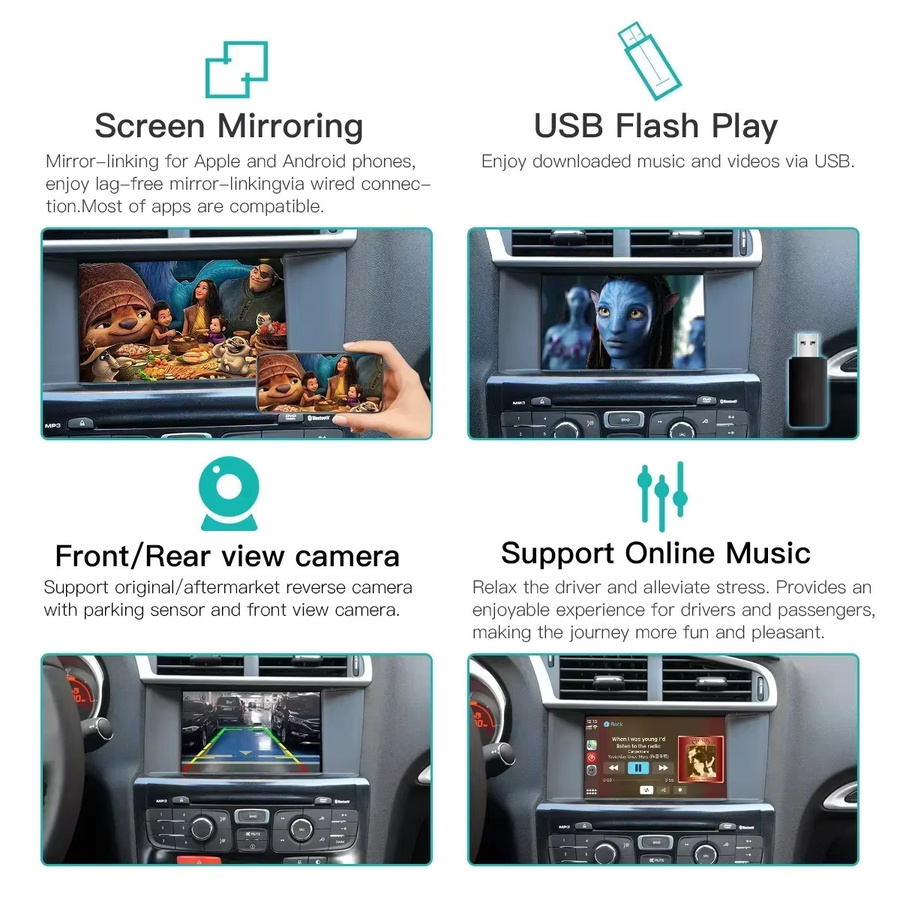 AUTOABC Kabelloses CarPlay und Android Auto Interface für Peugeot 308 408 508 SMEG sowie Citroen Berlingo C4 Cactus Picasso C5 und Opel Corsa - Bild 3