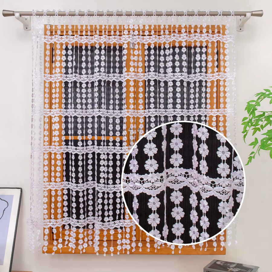 FLYINGCURTAINS Küchenvorhang mit floraler Stickerei in Weiß, semi-transparent mit Vintage-Design, Breite: 100 cm, Höhe: 45 cm - Bild 2
