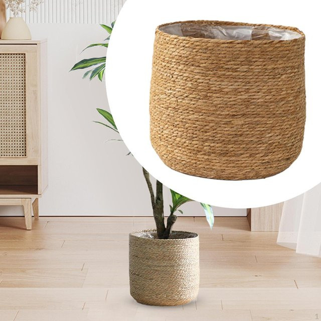 Closet of Beauty Pflanzkorb aus Rattan in Weiß und Braun für drinnen und draußen - Bild 1