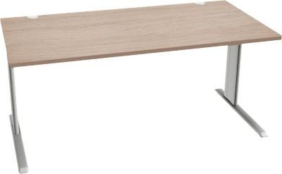 Schäfer Shop Pure Schreibtisch PLANOVA BASIC in Eiche und Weißaluminium mit Kabelkanal, Rechteckform, C-Fuß, B: 160 cm, T: 80 cm, H: 71,7 cm