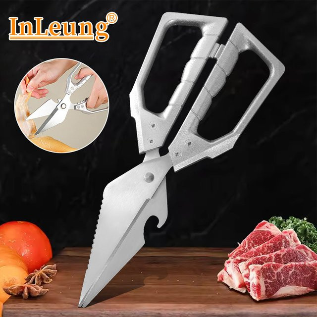 InLeung Multifunktionale Küchenschere aus Edelstahl in Silber für Geflügel, Fisch und Knochen, B/H/T: 23,5 x 10,0 x 1,0 cm - Bild 1